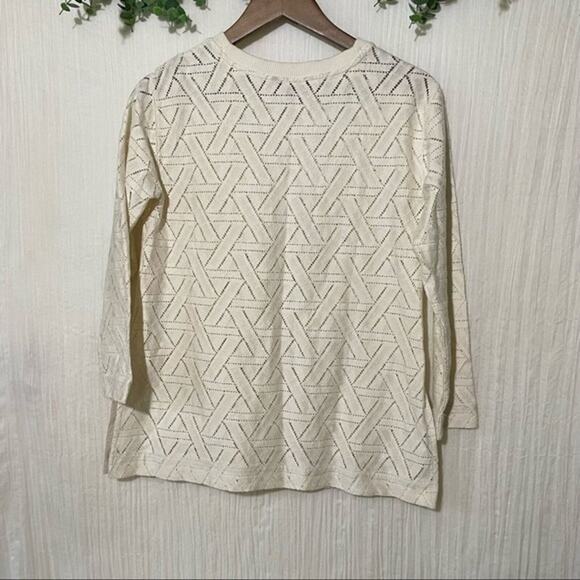Banana Republic Geo Lace Sweatshirt Cream Size Small - Picture 5 of 13